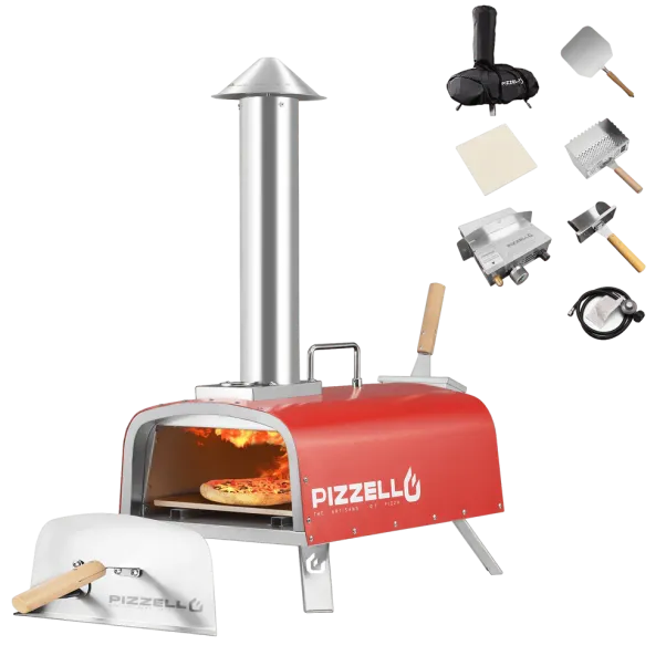 Pizzello Portable Pizza Oven Propane Wood Fired Outdoor Red 1