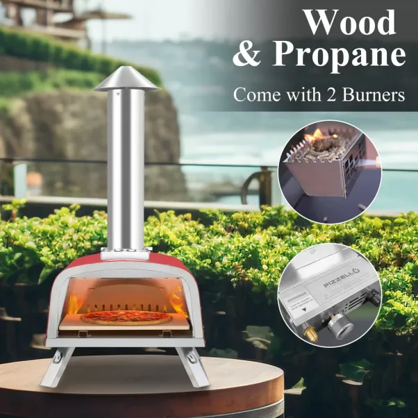 Pizzello Portable Pizza Oven Propane Wood Fired Outdoor Red 3