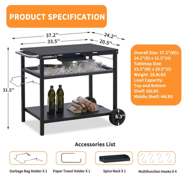 Pizzello Outdoor Grill Dining Cart Pro (3)